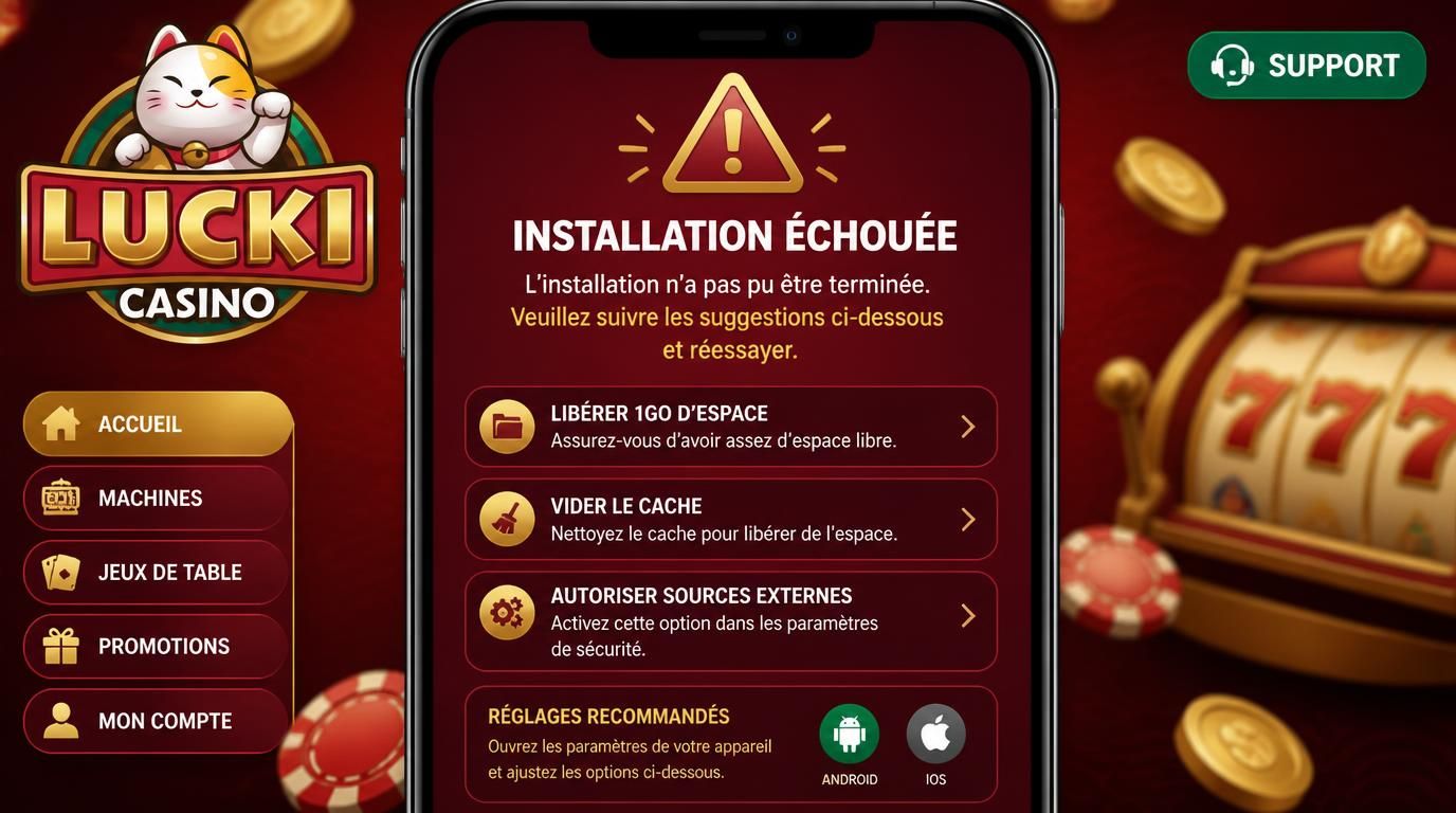 Écran d’erreur d’installation avec conseils visuels